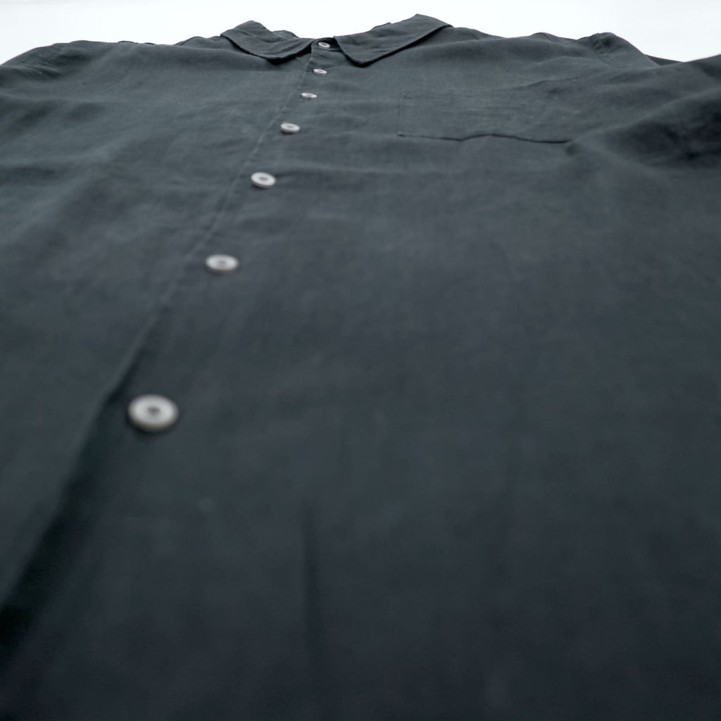 MERONA Linen Shirt, 100% Linen, Long Sleeve, XL, Black, Chest Pocket, Oversized