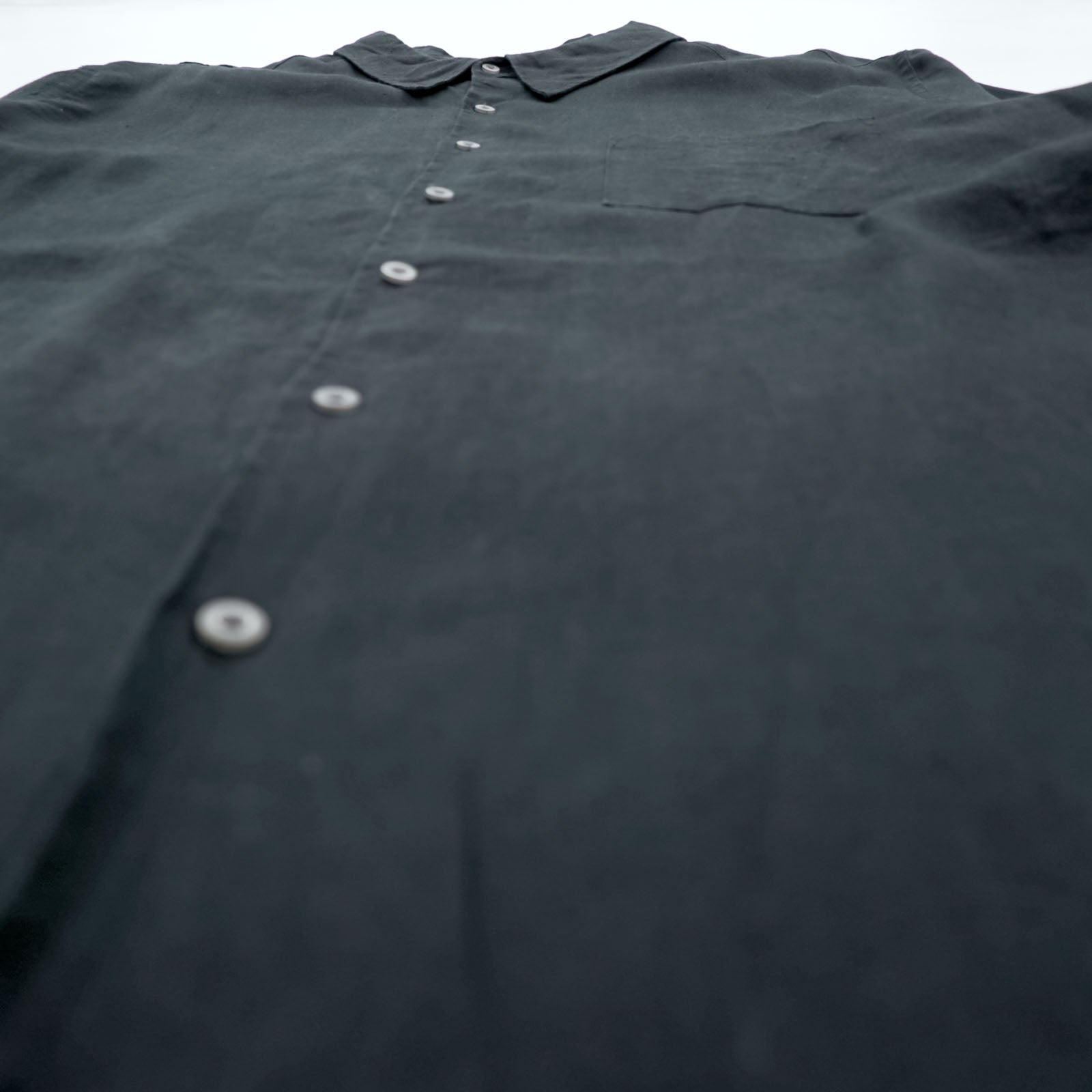 MERONA Linen Shirt, 100% Linen, Long Sleeve, XL, Black, Chest Pocket, Oversized