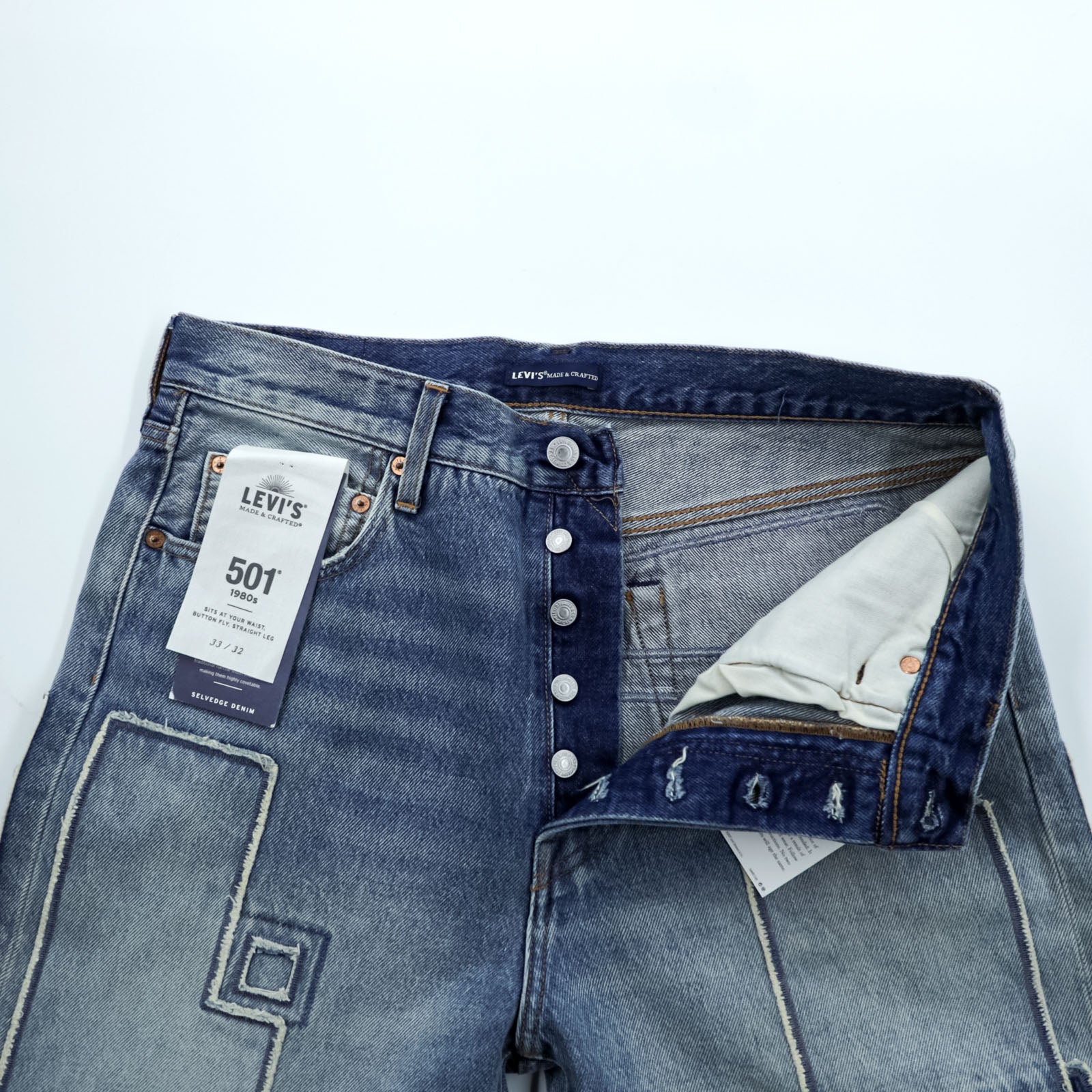 LEVI'S MADE&CRAFTED 80's 501 HAIGHT ビッグE セルヴィッチ デニムパンツ ジーンズ L パッチワーク カットオフ 未使用品 A2231-0009