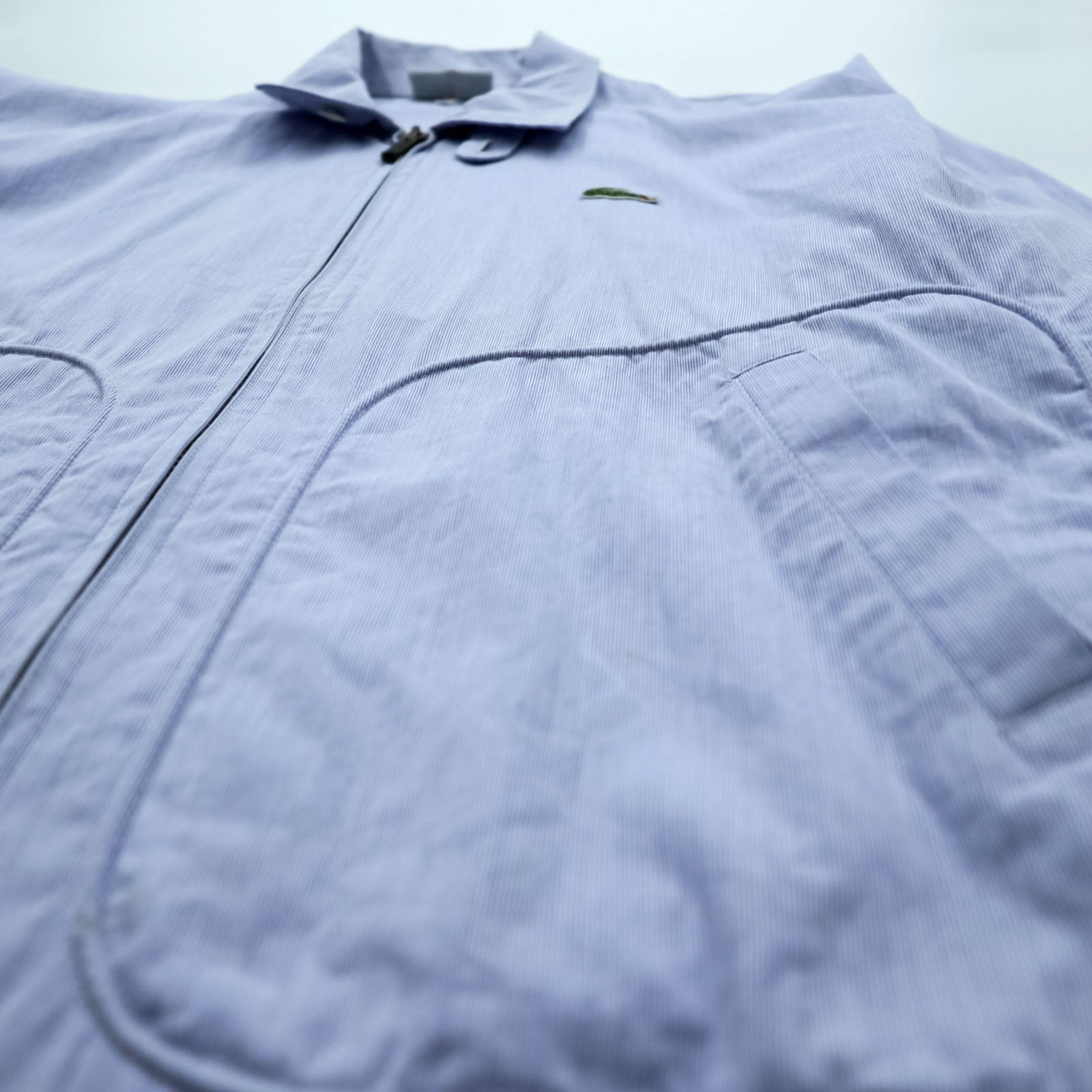 CHEMISE LACOSTE 90s Made in Japan Swing Top Harrington Jacket M Blue Chinstrap Cotton
