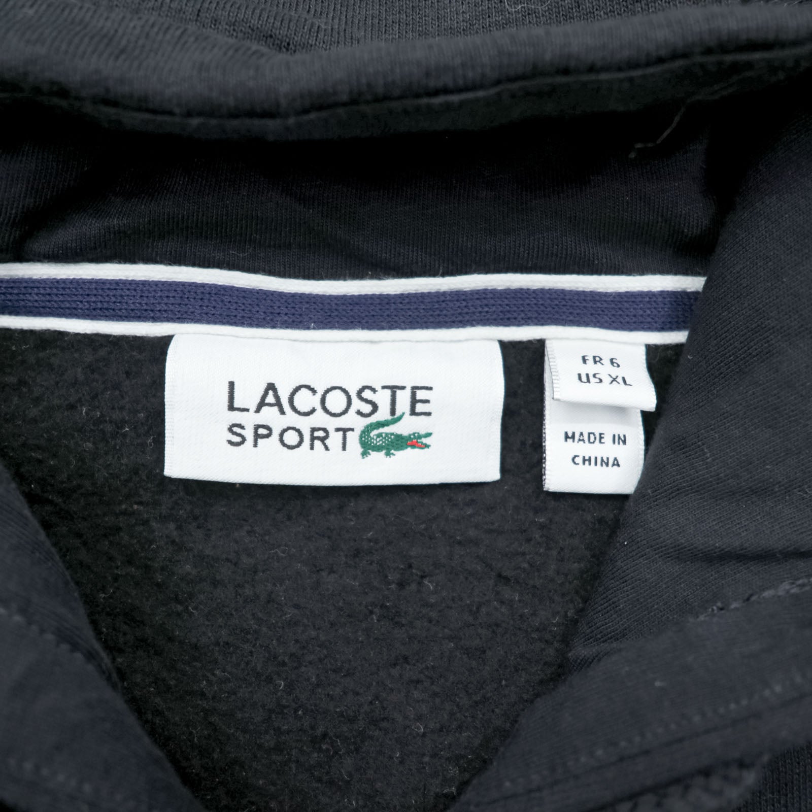 LACOSTE SPORT Zip Hoodie XL Black Embroidered Logo Side Pockets