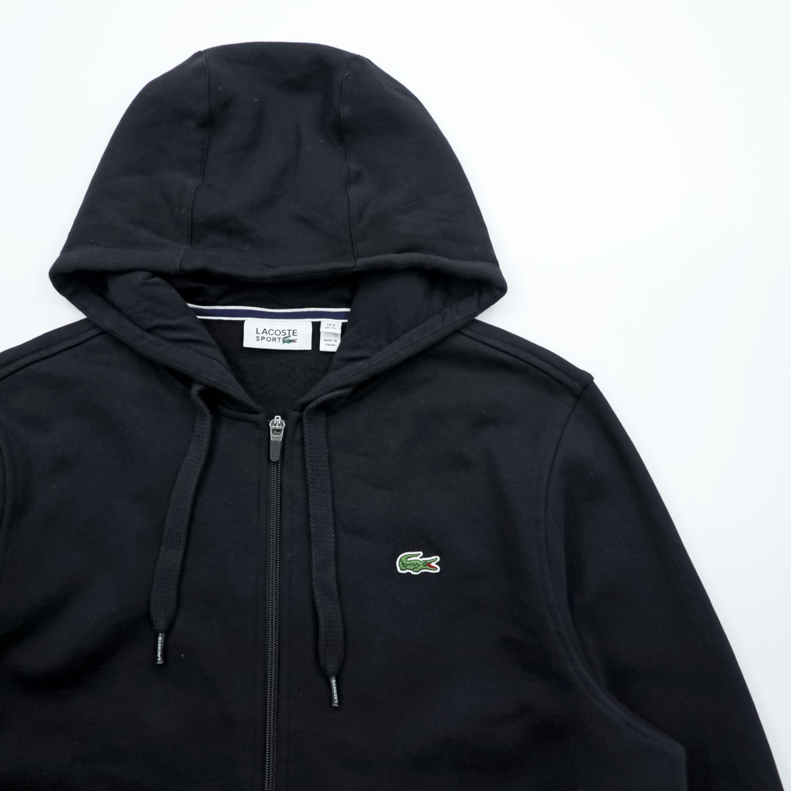 LACOSTE SPORT Zip Hoodie XL Black Embroidered Logo Side Pockets
