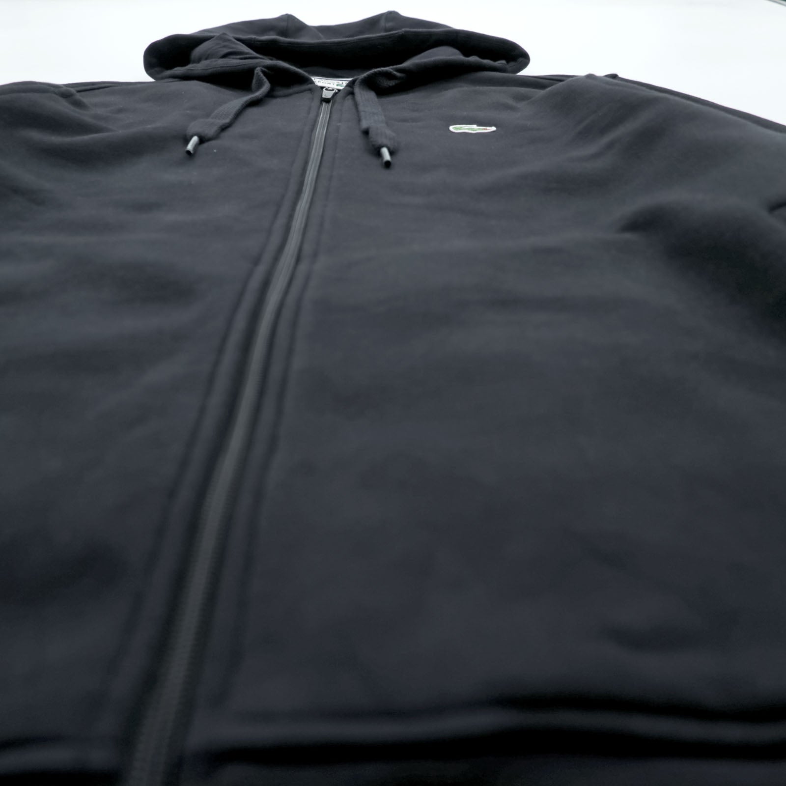 LACOSTE SPORT Zip Hoodie XL Black Embroidered Logo Side Pockets