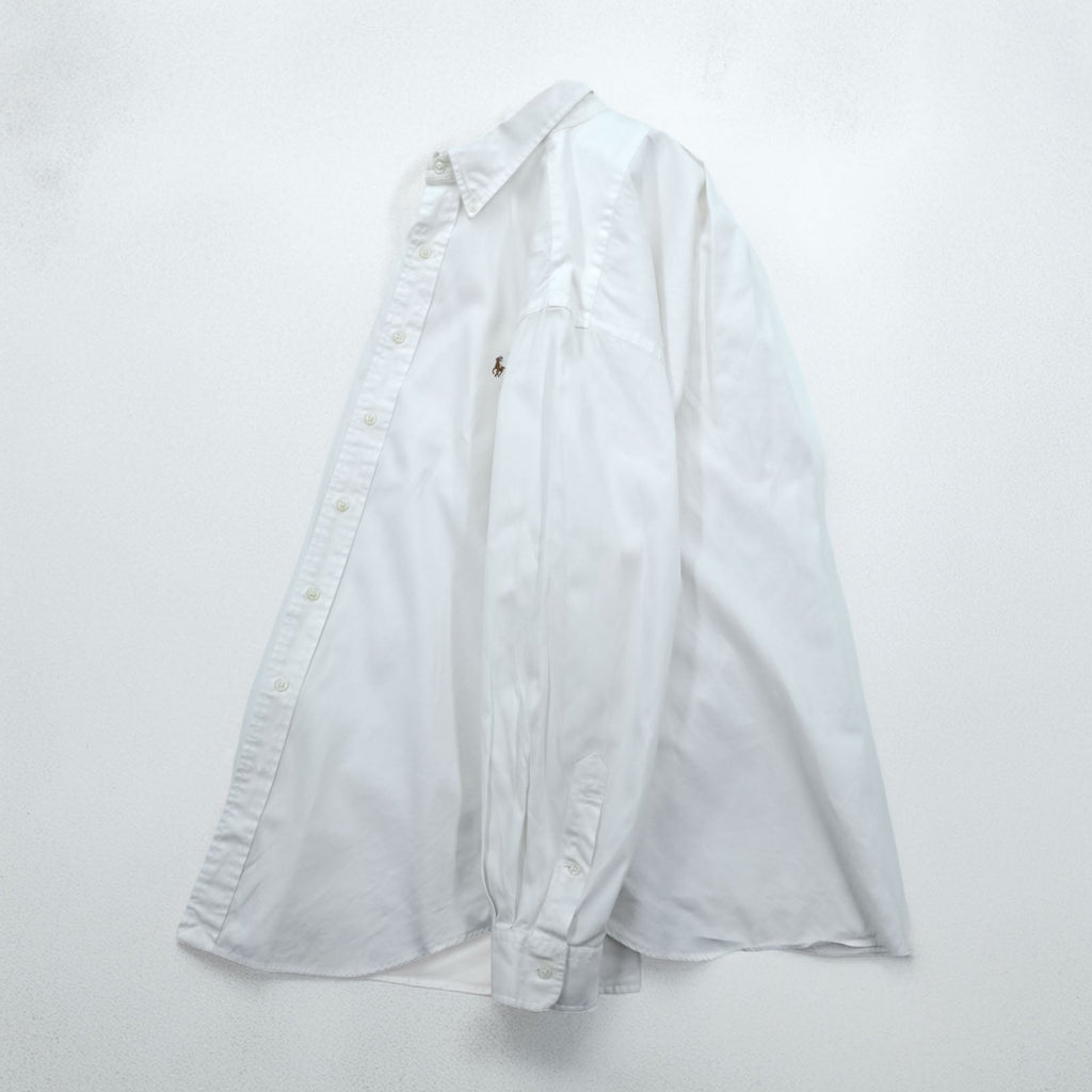 Ralph Lauren 90s Oxford Button-Down Shirt XL White YARMOUTH Small Pony Embroidered Logo