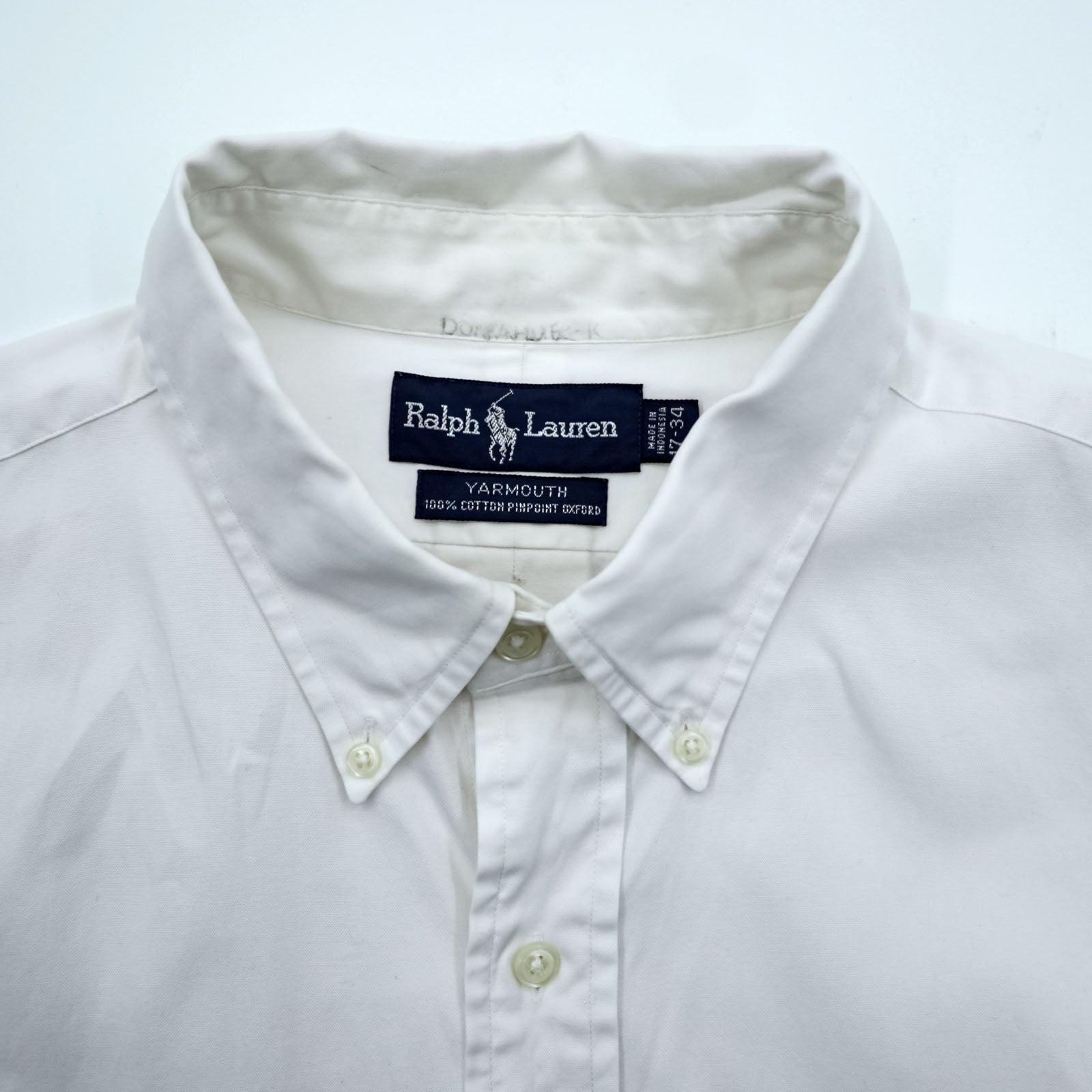 Ralph Lauren 90s Oxford Button-Down Shirt XL White YARMOUTH Small Pony Embroidered Logo