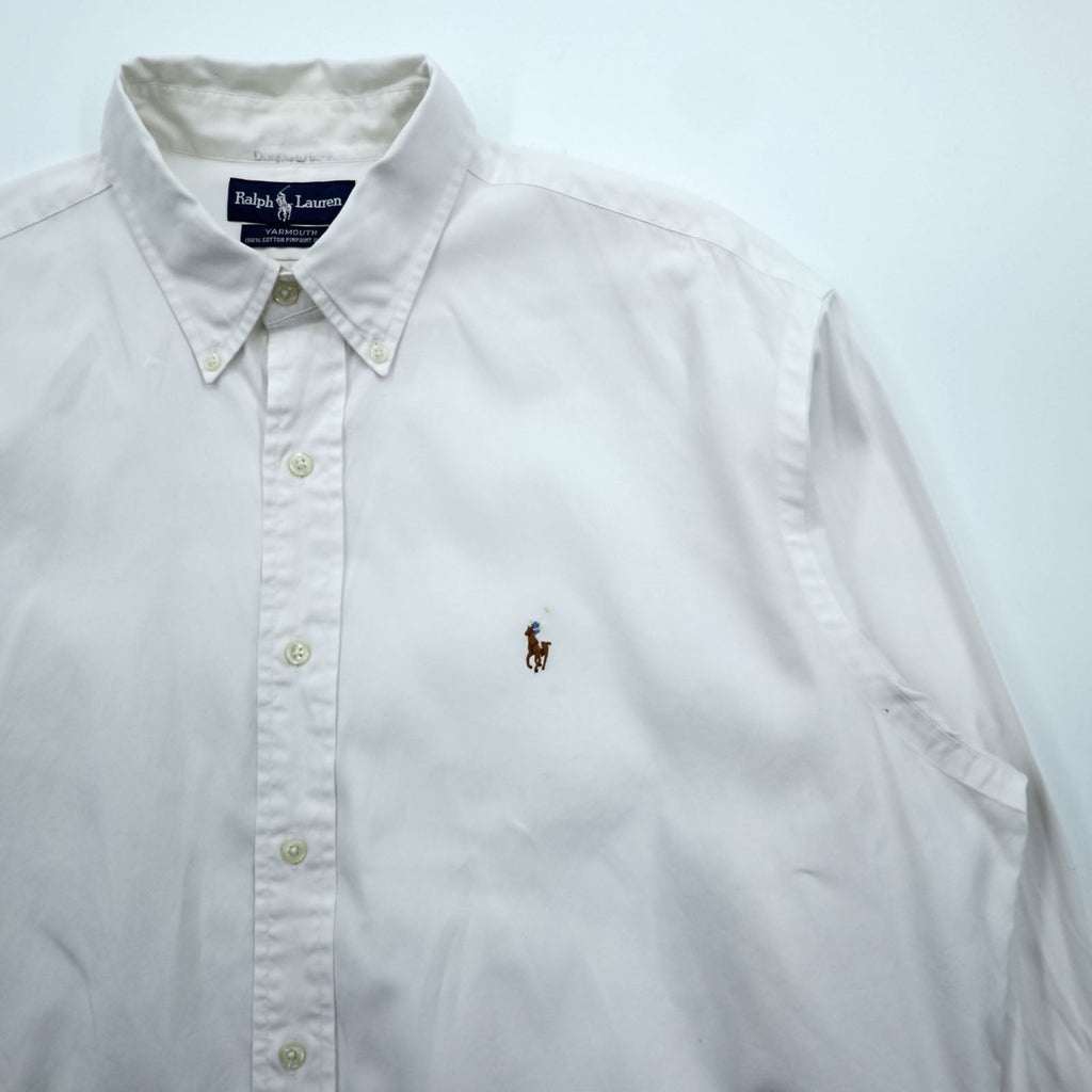 Ralph Lauren 90s Oxford Button-Down Shirt XL White YARMOUTH Small Pony Embroidered Logo