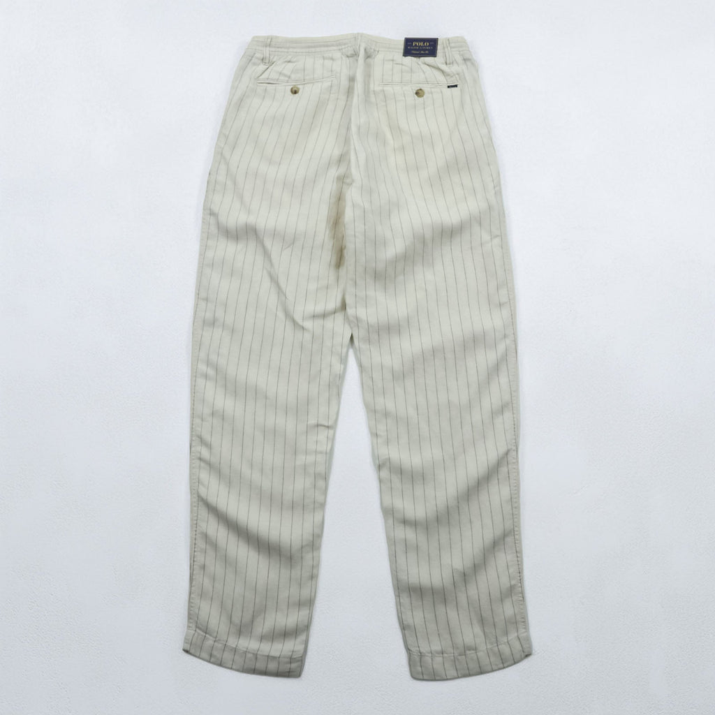 Polo Ralph Lauren プレップスター イージー リネン スラックス パンツ M ベージュ ストライプ スリム テーパード フィット 未使用品 MNPOPNT14G20349