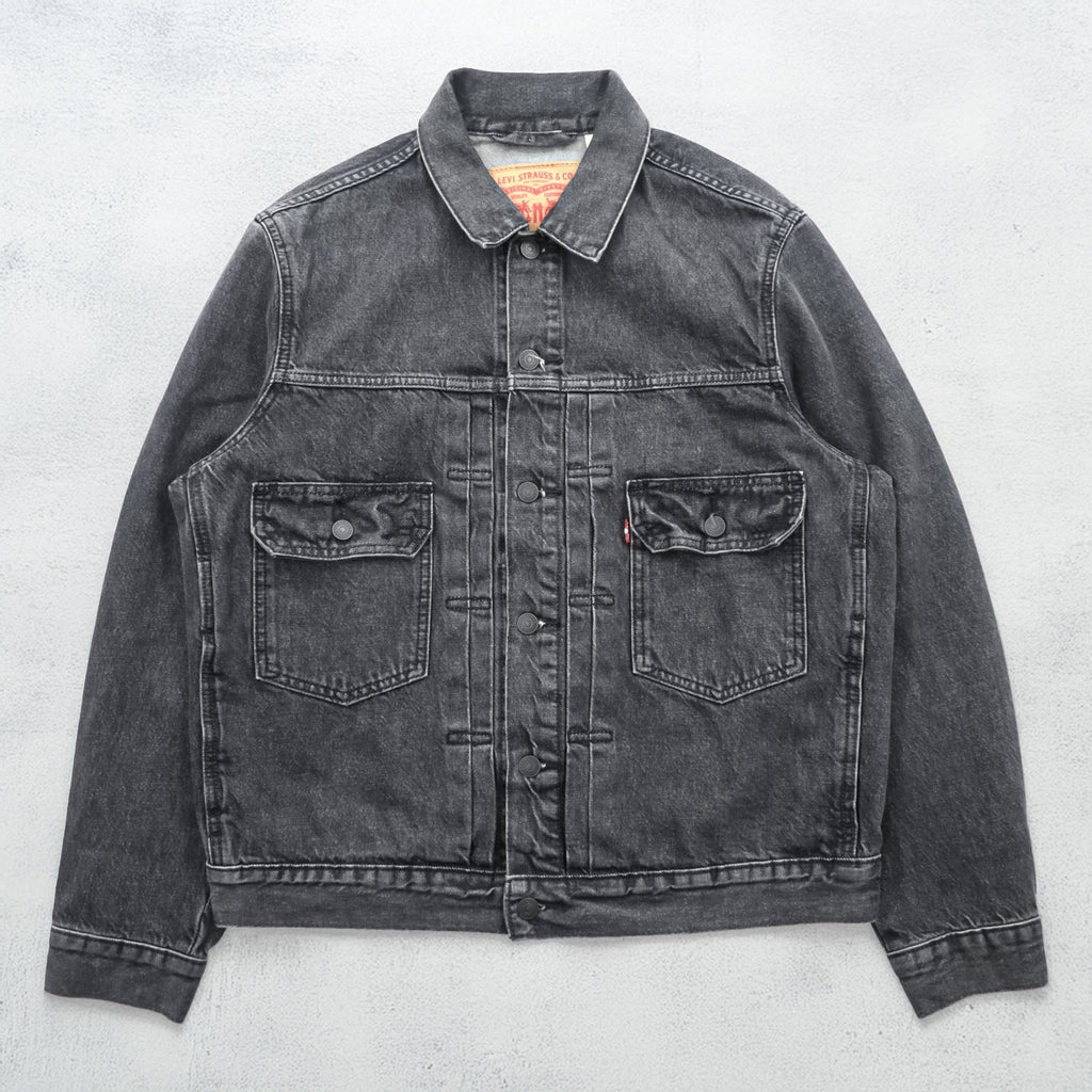 Levi's 2ndタイプ トラッカージャケット デニムジャケット Gジャン M ブラック タック プリーツ RELAXED TYPE 2 A7632-0002