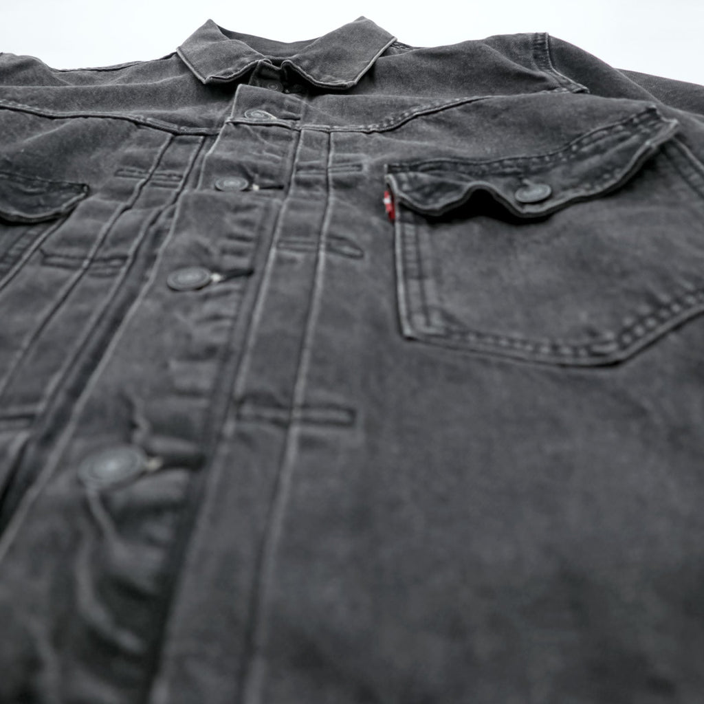 Levi's 2ndタイプ トラッカージャケット デニムジャケット Gジャン M ブラック タック プリーツ RELAXED TYPE 2 A7632-0002