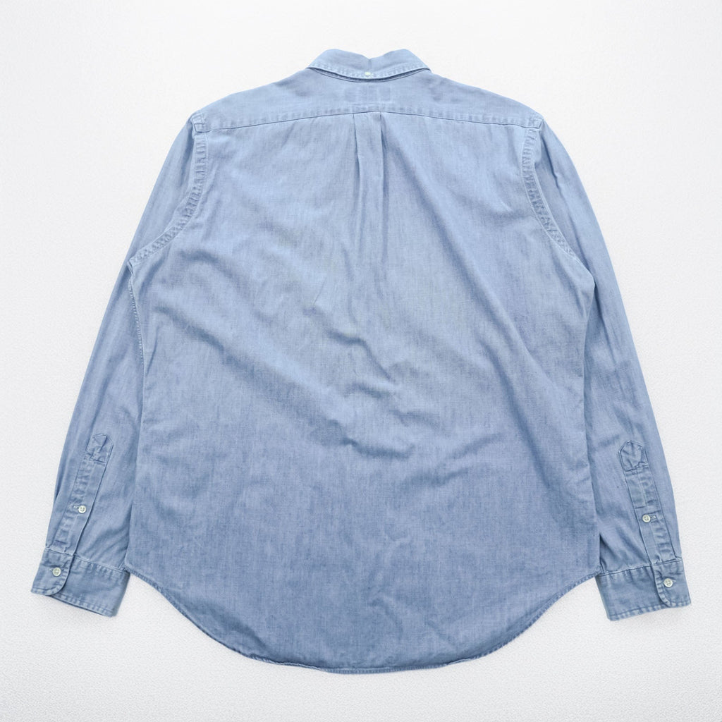 Ralph Lauren 90s Chambray Button-Down Shirt L Blue CLASSIC FIT Small Pony Embroidered Logo