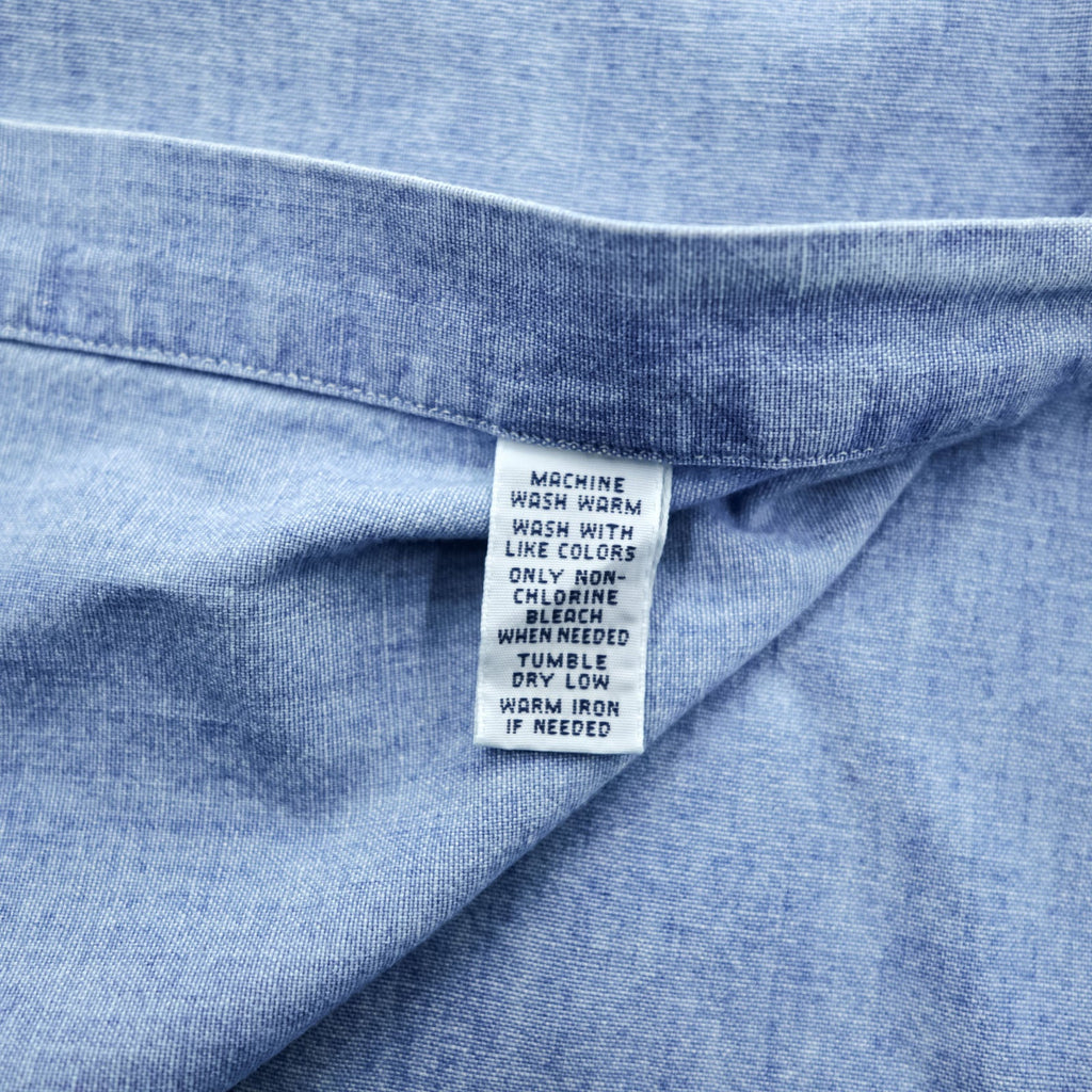 Ralph Lauren 90s Chambray Button-Down Shirt L Blue CLASSIC FIT Small Pony Embroidered Logo