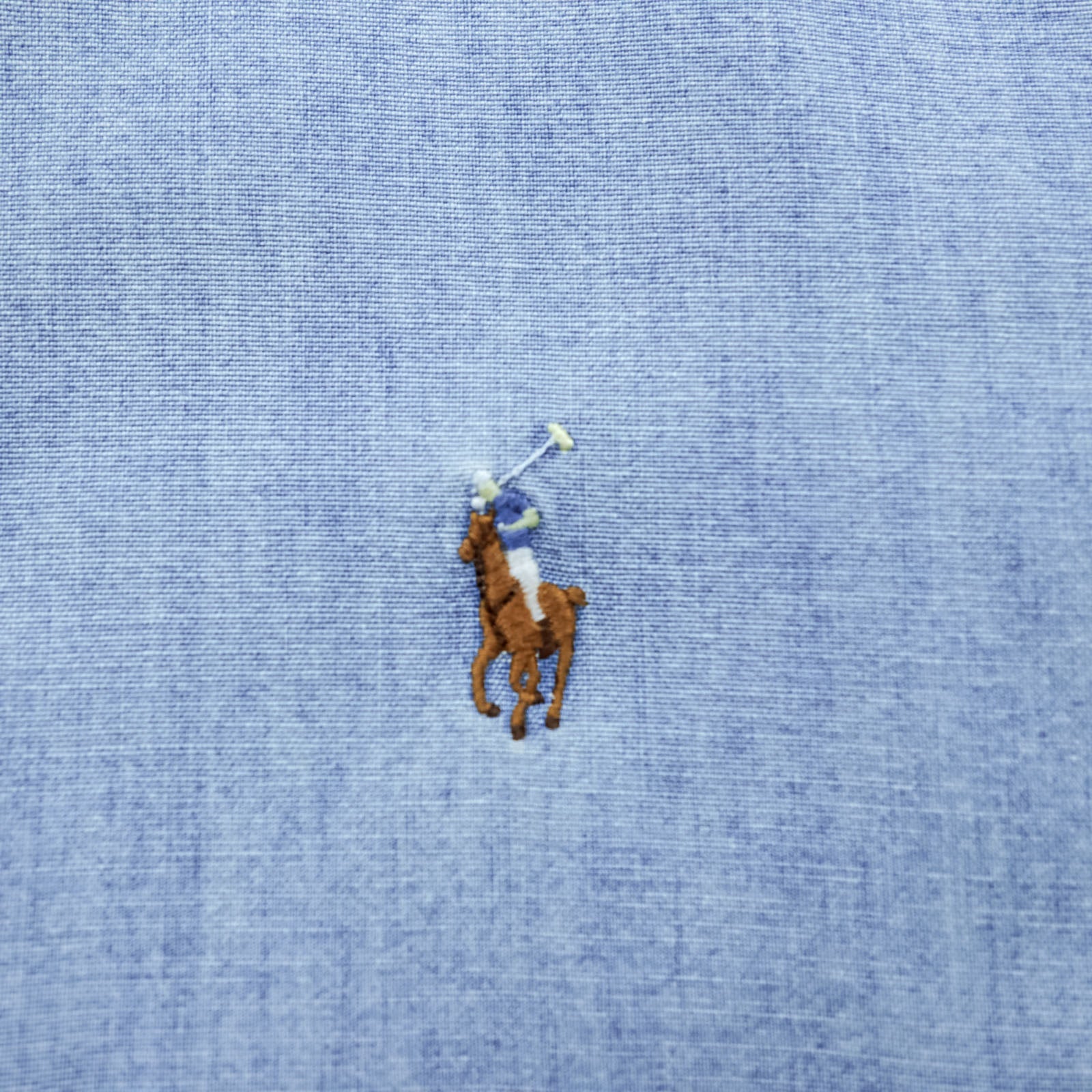 Ralph Lauren 90s Chambray Button-Down Shirt L Blue CLASSIC FIT Small Pony Embroidered Logo