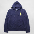 Polo Ralph Lauren 90s Big Pony Embroidered Zip Hoodie L Navy Front Pocket Cotton