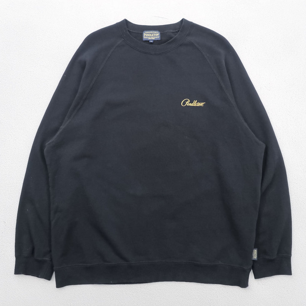 PENDLETON Back Print Sweatshirt L Black Native Pattern Chimayo Cotton 3475-3006