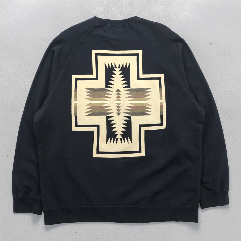 PENDLETON Back Print Sweatshirt L Black Native Pattern Chimayo Cotton 3475-3006
