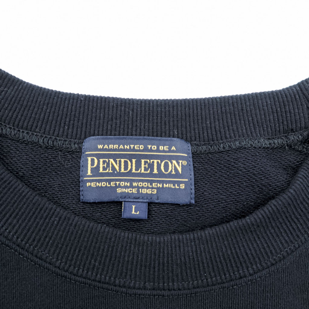 PENDLETON Back Print Sweatshirt L Black Native Pattern Chimayo Cotton 3475-3006