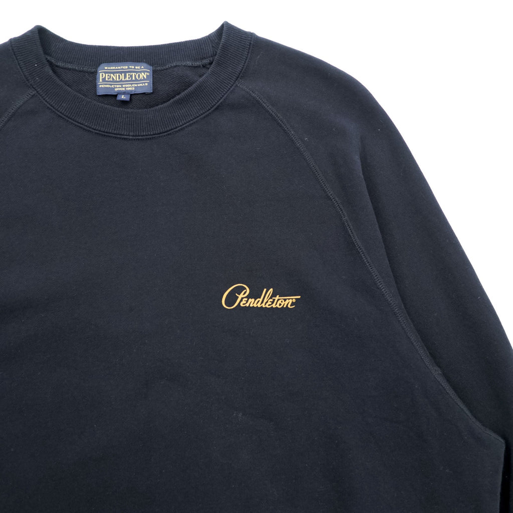 PENDLETON Back Print Sweatshirt L Black Native Pattern Chimayo Cotton 3475-3006