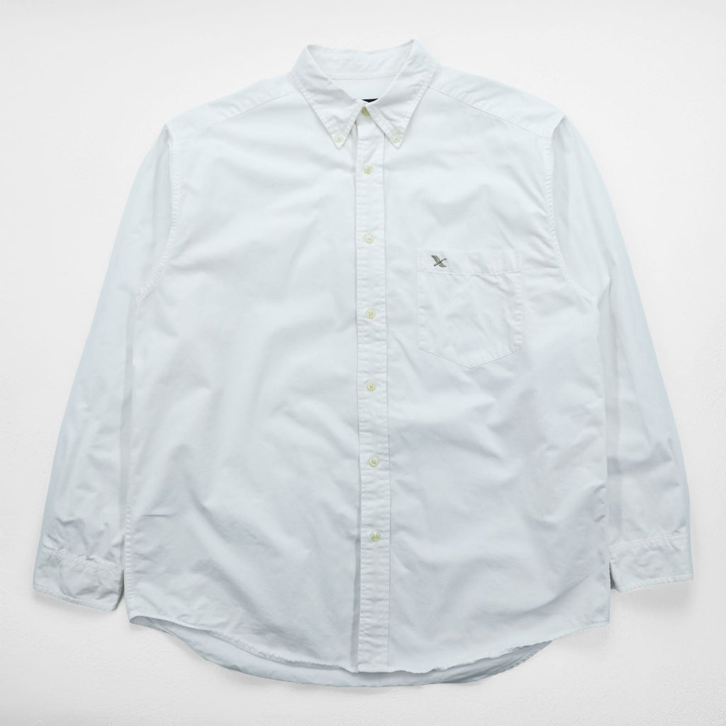 Eddie Bauer Oxford Button-Down Shirt, XL, White, Chest Pocket, Cotton