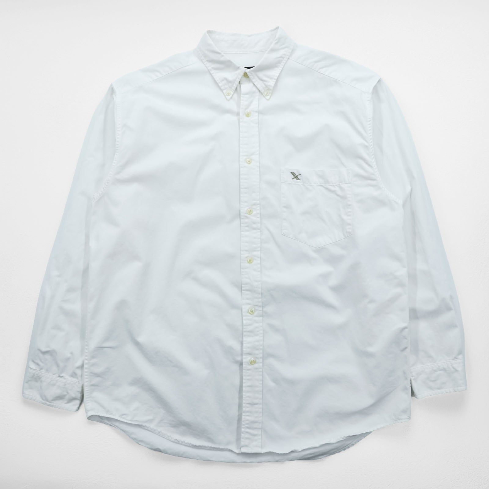 Eddie Bauer Oxford Button-Down Shirt, XL, White, Chest Pocket, Cotton