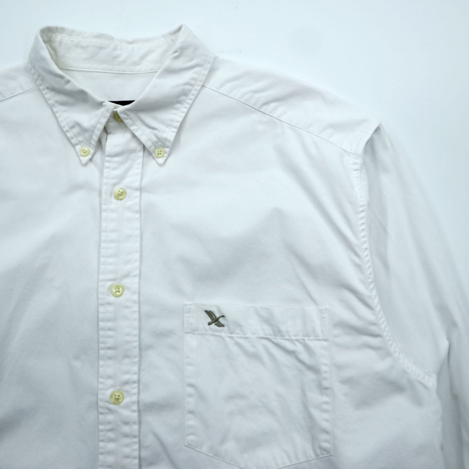 Eddie Bauer Oxford Button-Down Shirt, XL, White, Chest Pocket, Cotton