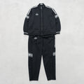 Kappa 90s Made in Japan Track Jacket Tracksuit Set Up M Black Drawstring Joggers Hem Zips Slits