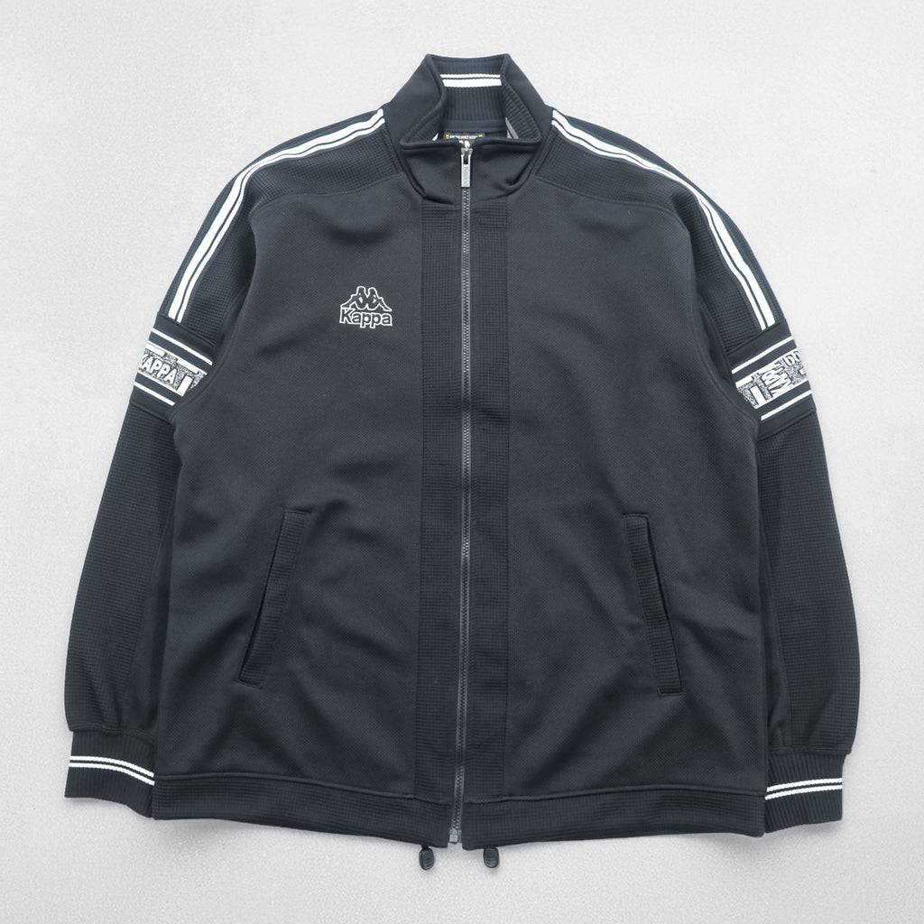 Kappa 90s Made in Japan Track Jacket Tracksuit Set Up M Black Drawstring Joggers Hem Zips Slits