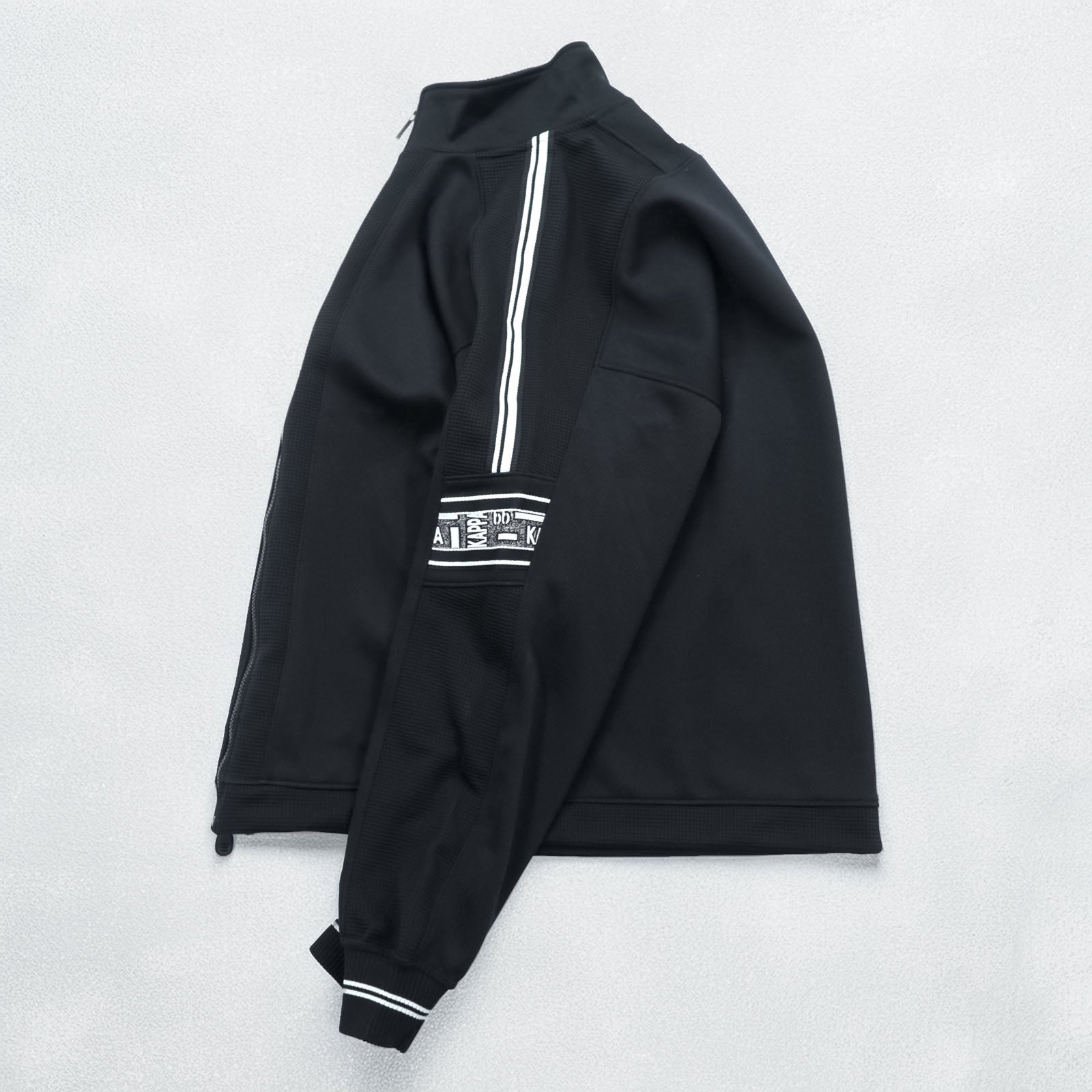 Kappa 90s Made in Japan Track Jacket Tracksuit Set Up M Black Drawstring Joggers Hem Zips Slits