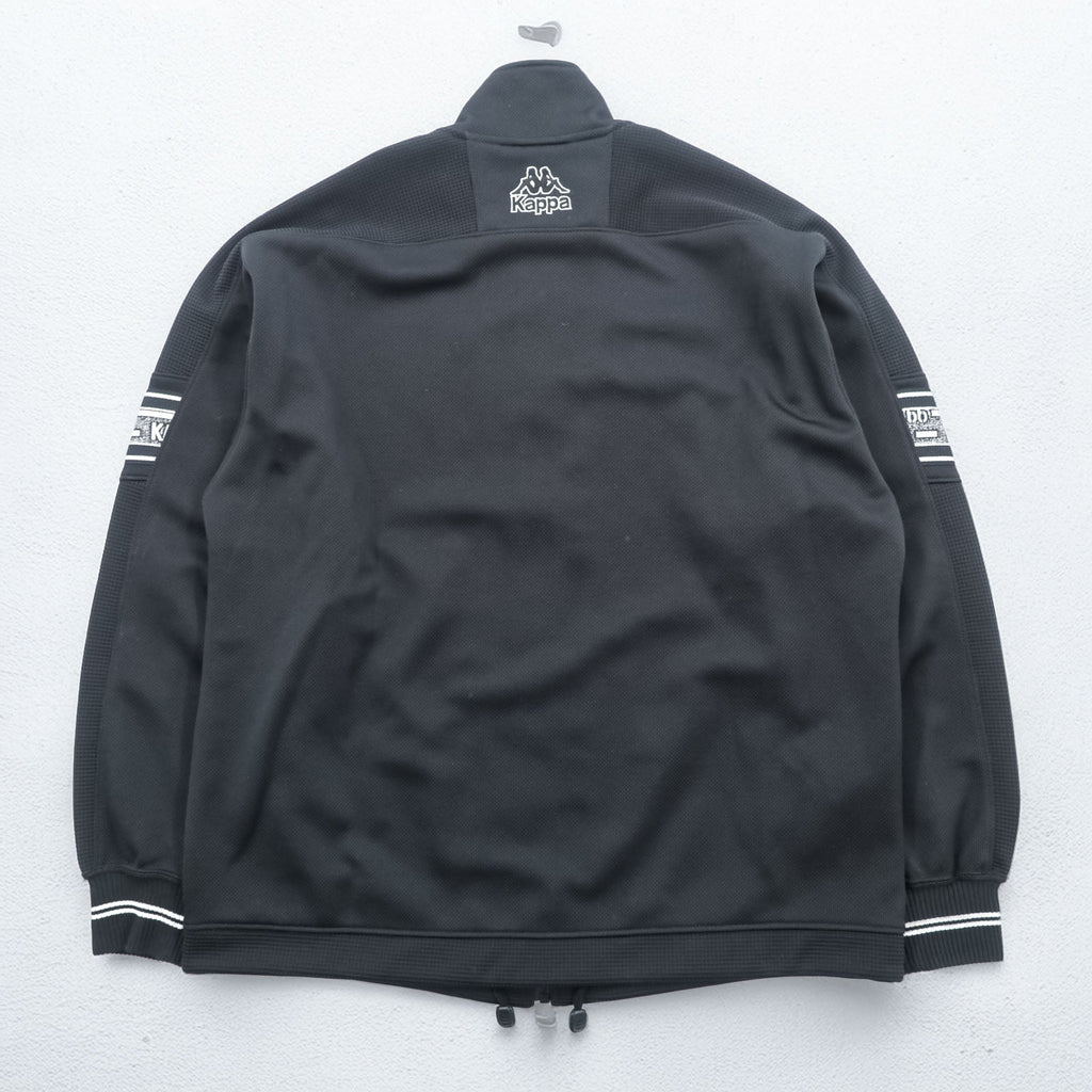 Kappa 90s Made in Japan Track Jacket Tracksuit Set Up M Black Drawstring Joggers Hem Zips Slits