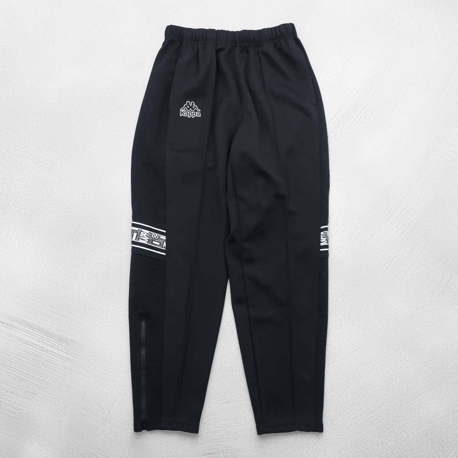 Kappa 90s Made in Japan Track Jacket Tracksuit Set Up M Black Drawstring Joggers Hem Zips Slits