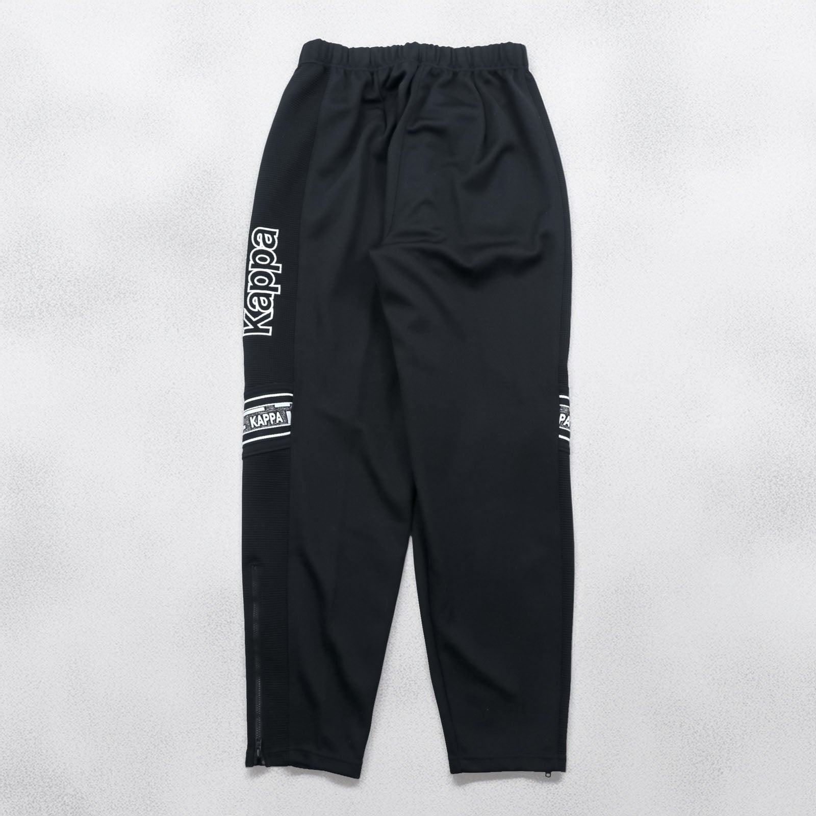 Kappa 90s Made in Japan Track Jacket Tracksuit Set Up M Black Drawstring Joggers Hem Zips Slits