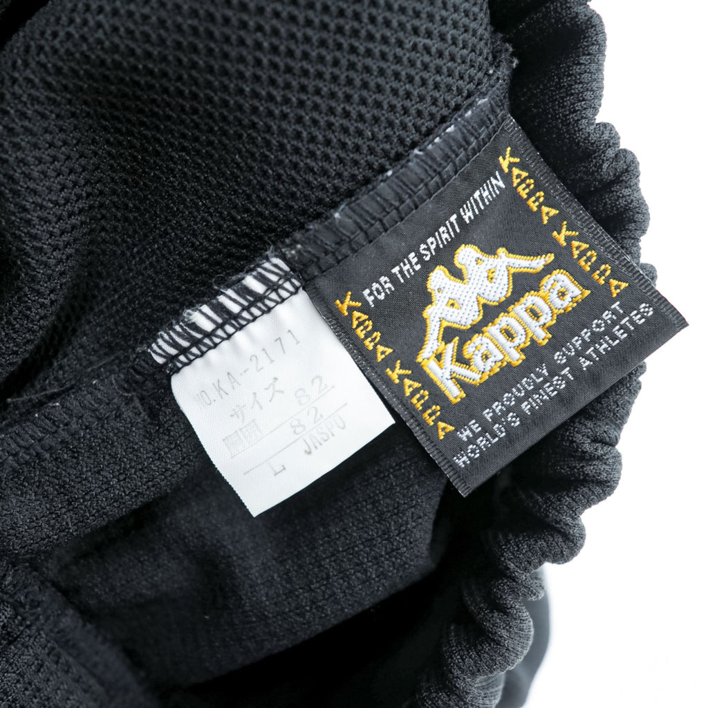 Kappa 90s Made in Japan Track Jacket Tracksuit Set Up M Black Drawstring Joggers Hem Zips Slits