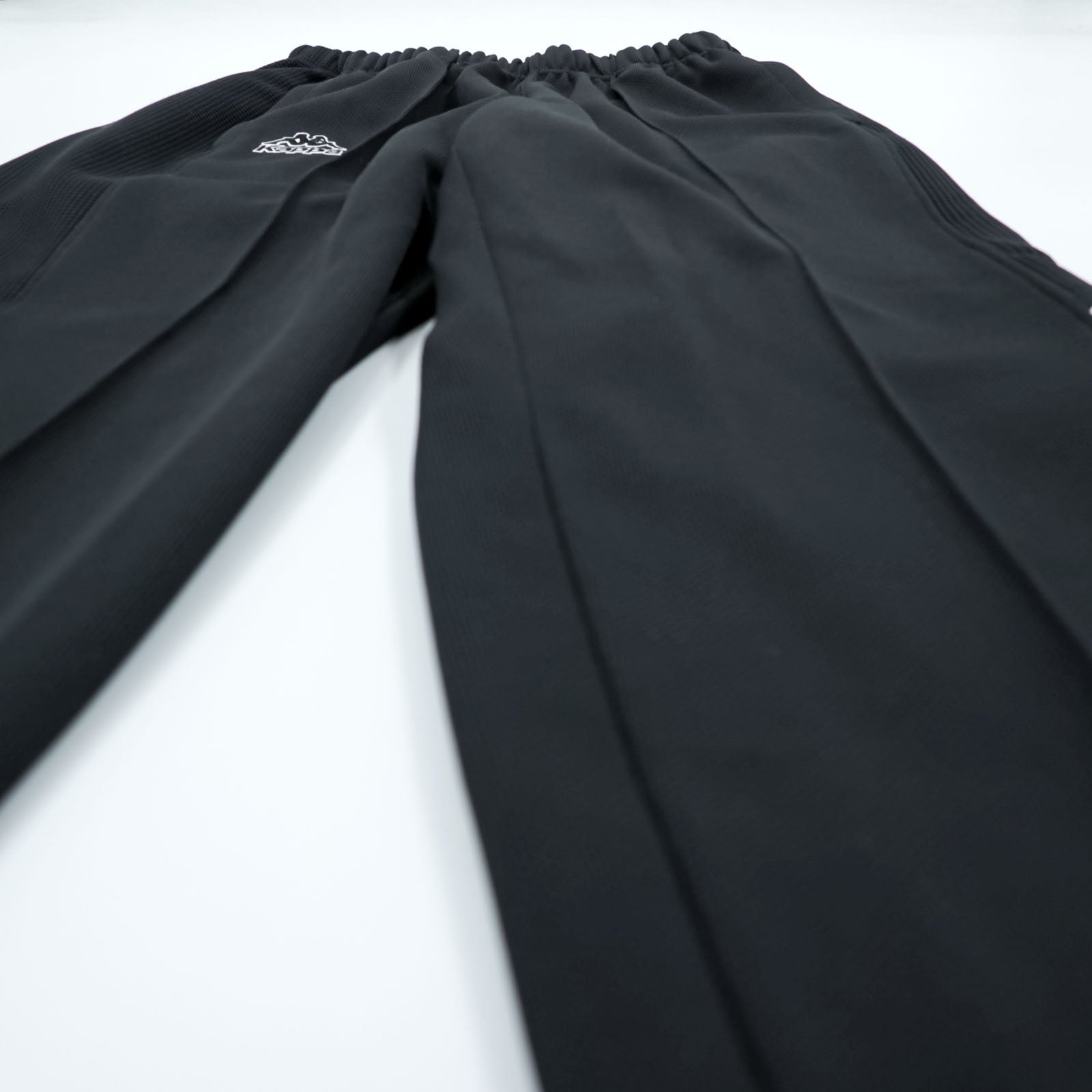 Kappa 90s Made in Japan Track Jacket Tracksuit Set Up M Black Drawstring Joggers Hem Zips Slits