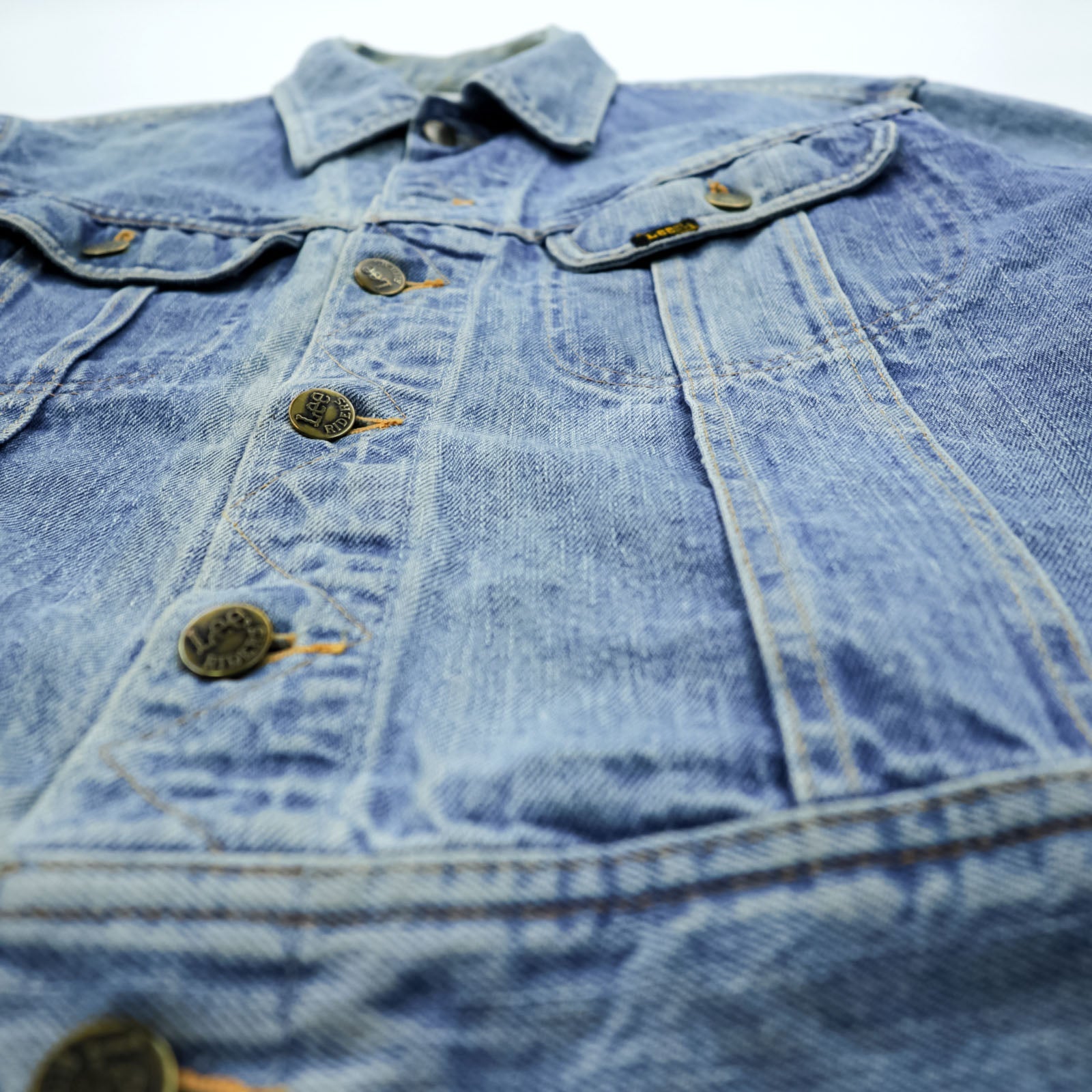 Lee 70s Vintage Denim Jacket M Indigo Black Tag RIDERS 101-J Cropped Length 153438 Made in Belgium