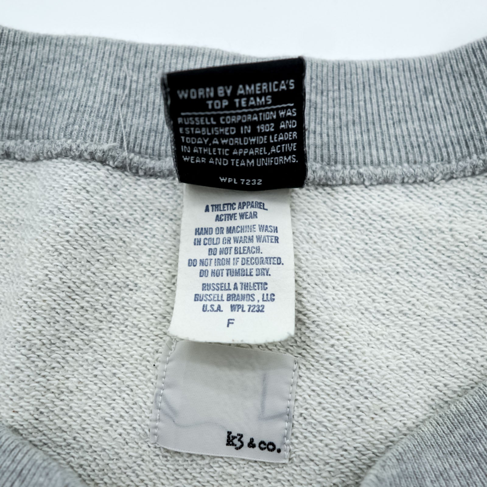 RUSSELL ATHLETIC × K3 & Co. Arch Logo Sweatshirt FREE Wide Gray Drop Shoulder 1668-599-1588