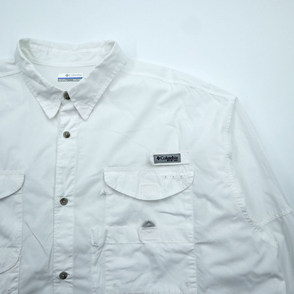 Columbia PFG フィッシングシャツ XXL ホワイト 胸ポケット コットン ビッグサイズ FM7120