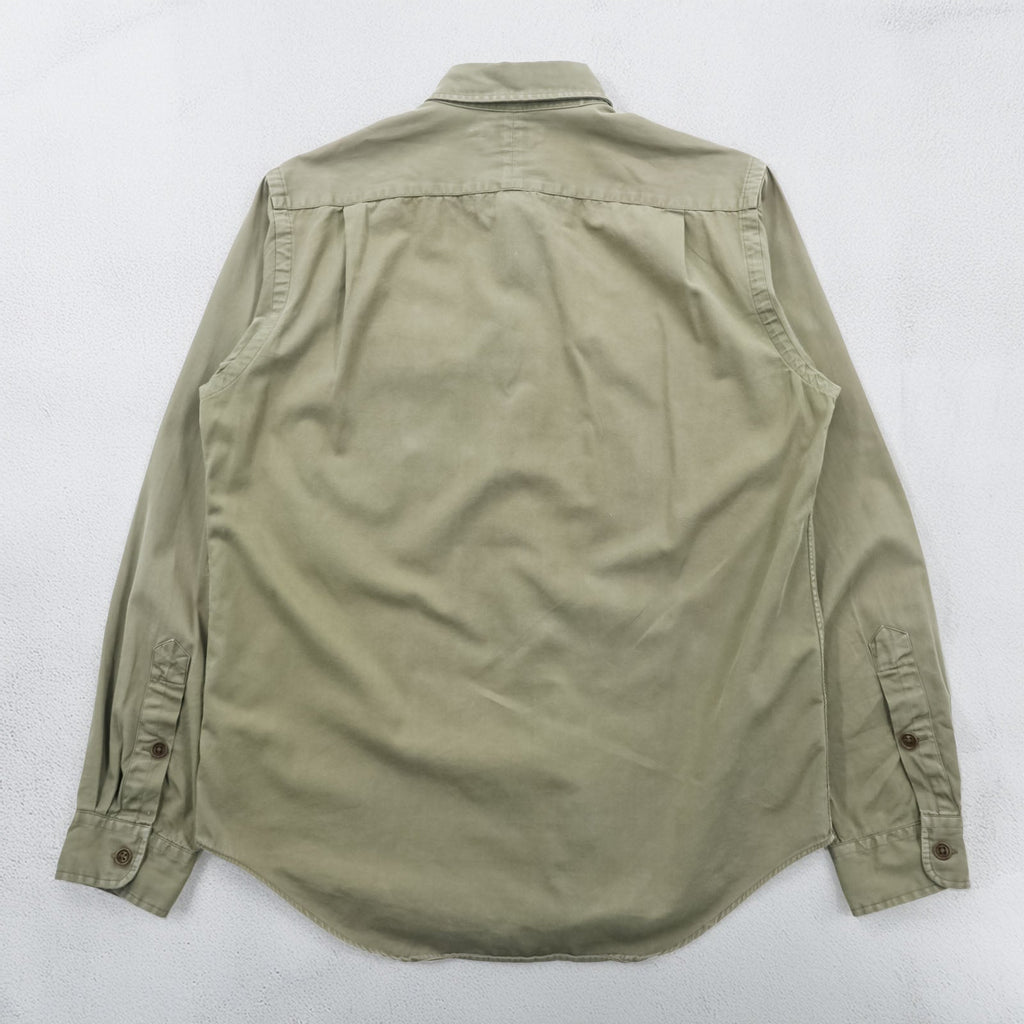 Polo Ralph Lauren 90s Military Work Shirt M Khaki Cotton Chest Pockets