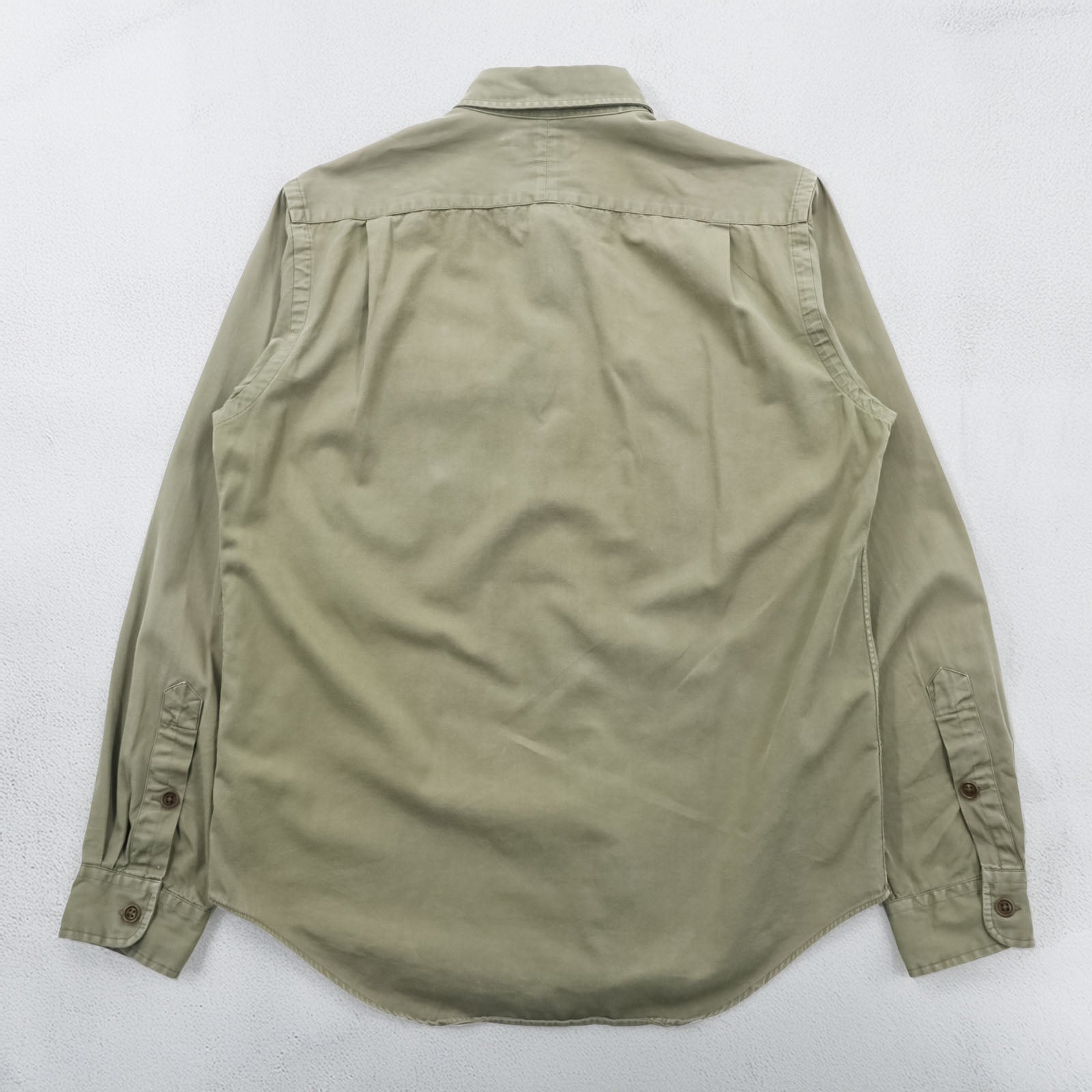 Polo Ralph Lauren 90s Military Work Shirt M Khaki Cotton Chest Pockets