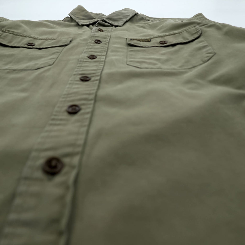 Polo Ralph Lauren 90s Military Work Shirt M Khaki Cotton Chest Pockets