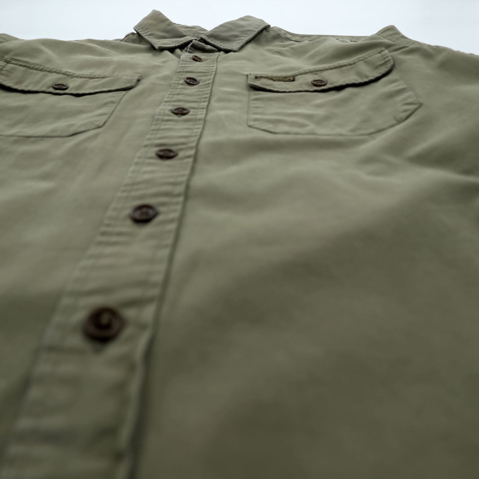 Polo Ralph Lauren 90s Military Work Shirt M Khaki Cotton Chest Pockets