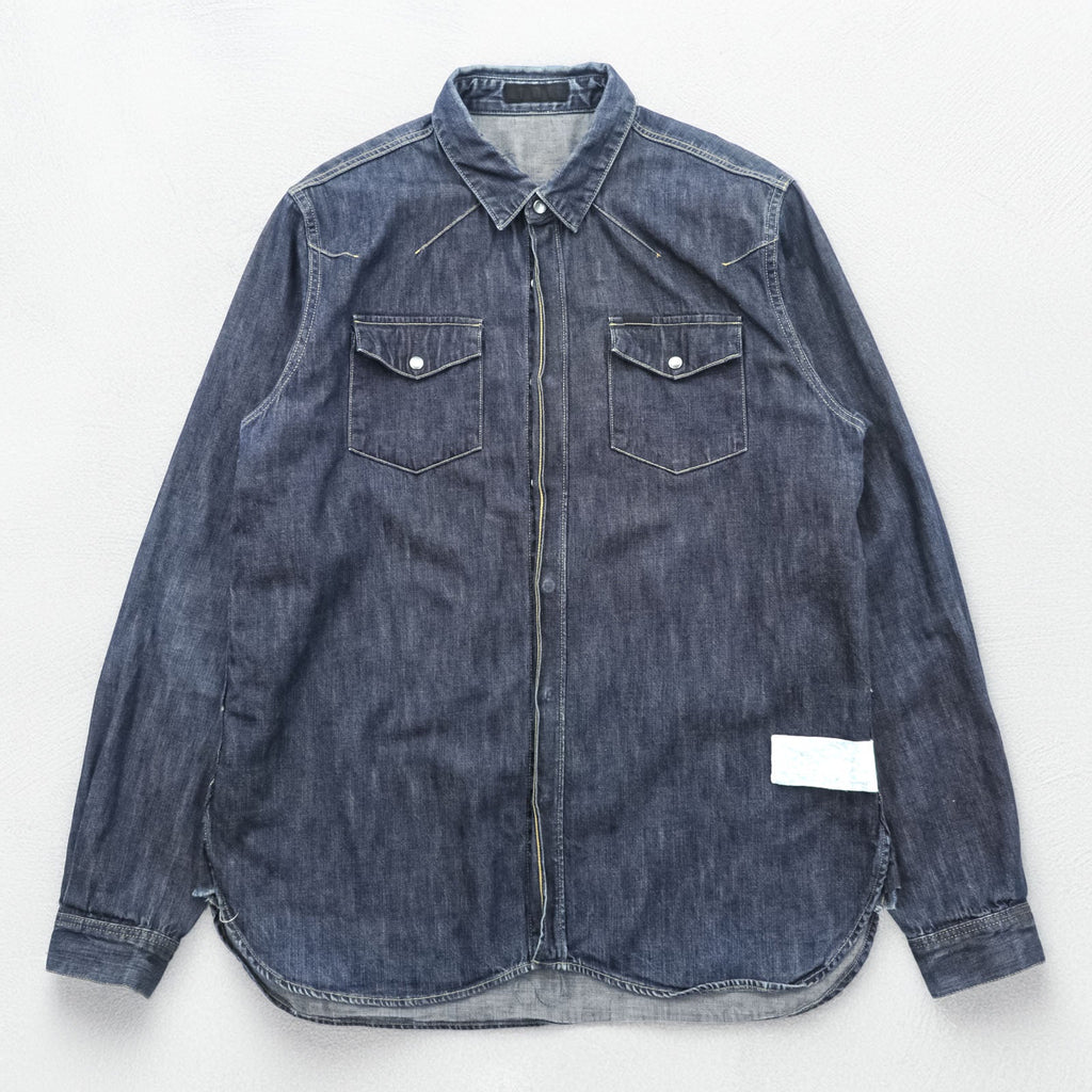UNDERCOVERISM Japan-Made Denim Work Shirt L Indigo Chest Pockets Snap Buttons E9401 10SS Less but Better