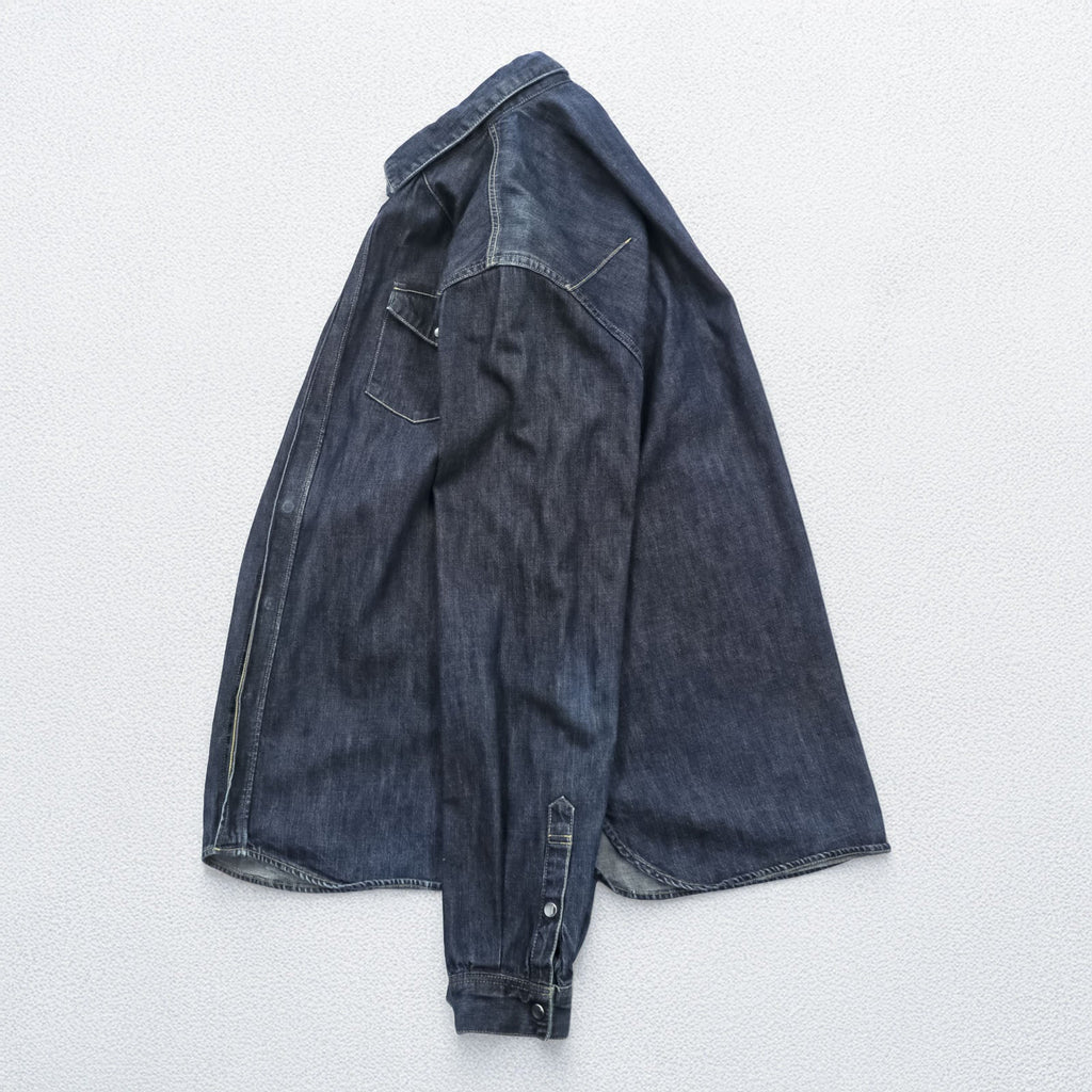 UNDERCOVERISM Japan-Made Denim Work Shirt L Indigo Chest Pockets Snap Buttons E9401 10SS Less but Better