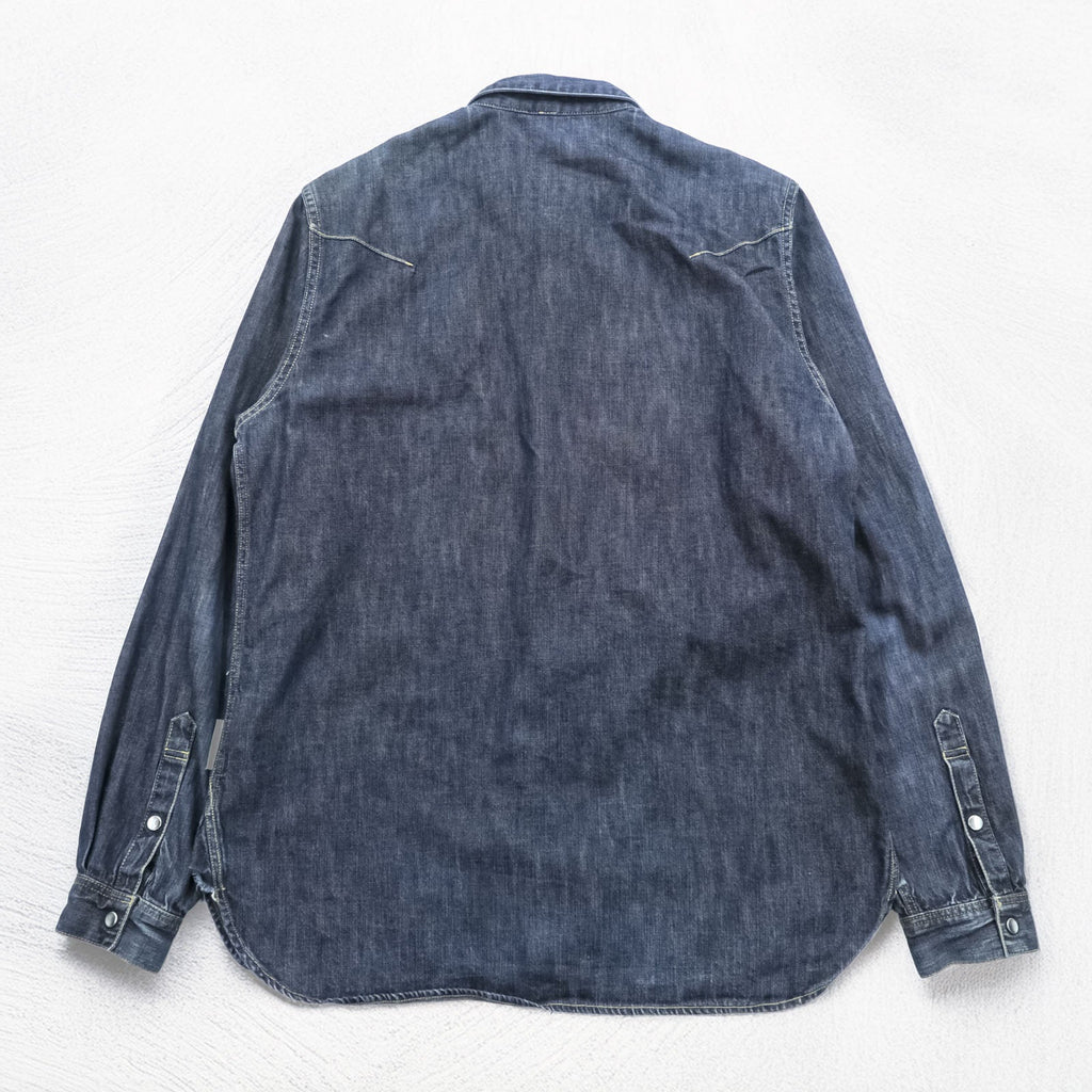 UNDERCOVERISM Japan-Made Denim Work Shirt L Indigo Chest Pockets Snap Buttons E9401 10SS Less but Better