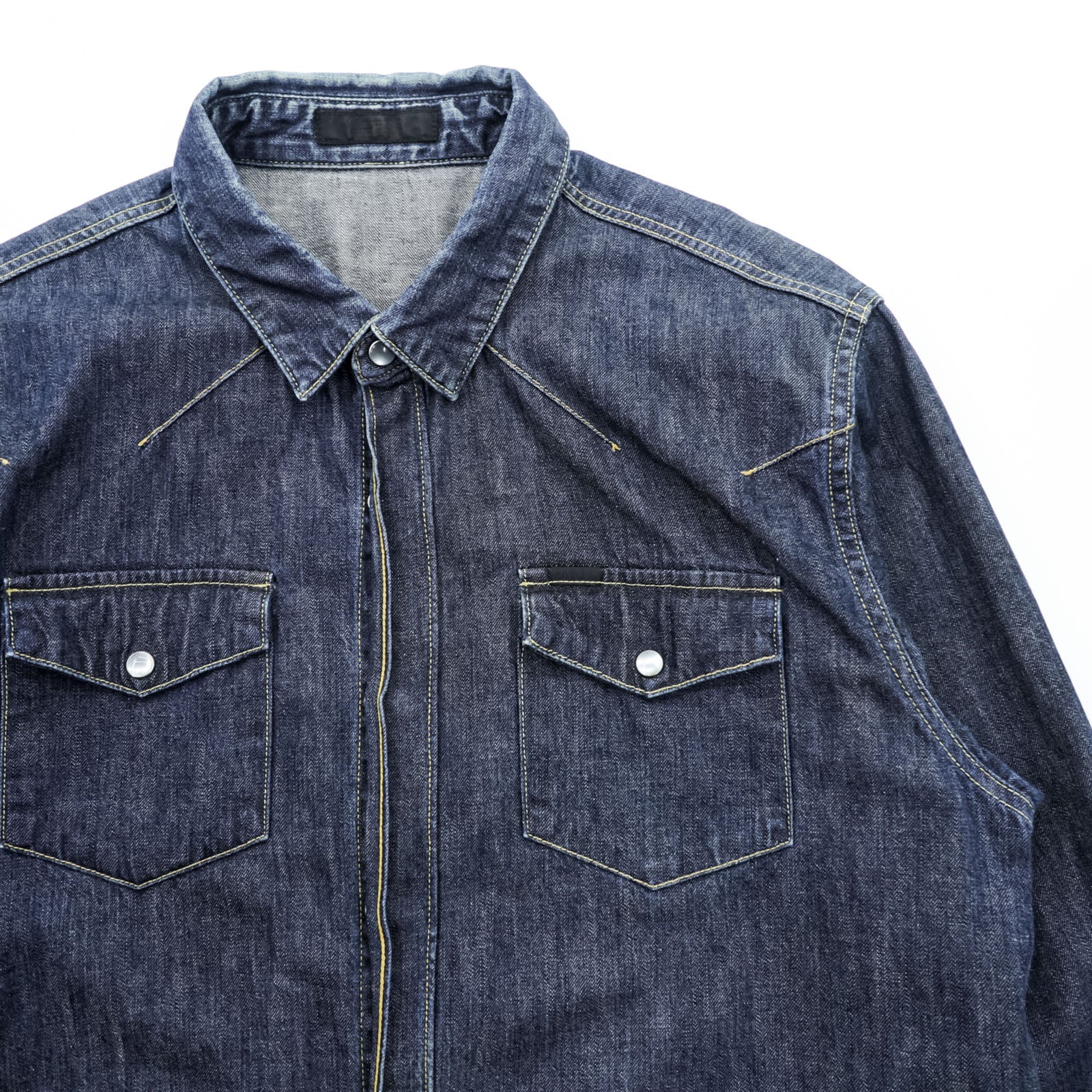 UNDERCOVERISM Japan-Made Denim Work Shirt L Indigo Chest Pockets Snap Buttons E9401 10SS Less but Better