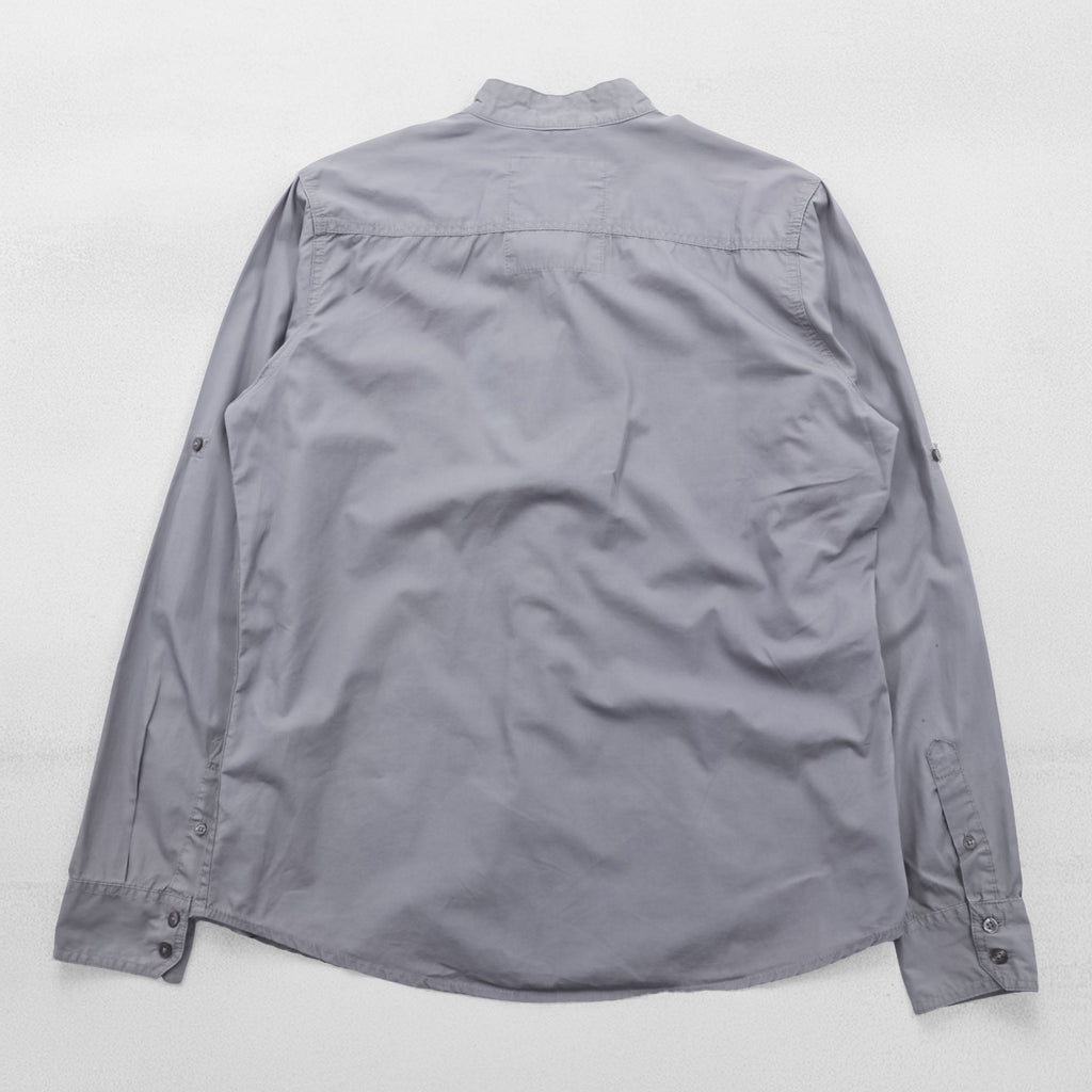 MATE L'EAU VESTES SHIRT チャイナシャツ L グレー コットン ユーロワーク 聖林公司 チュニジア製