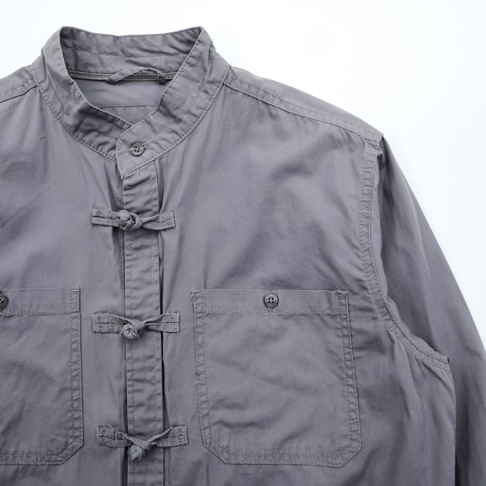 MATE L'EAU VESTES SHIRT チャイナシャツ L グレー コットン ユーロワーク 聖林公司 チュニジア製