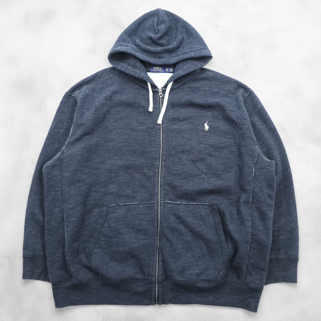 Polo Ralph Lauren Reverse Weave Zip Hoodie 3XL Grey Small Pony Embroidered Logo Big Size Front Pocket