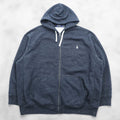 Polo Ralph Lauren Reverse Weave Zip Hoodie 3XL Grey Small Pony Embroidered Logo Big Size Front Pocket