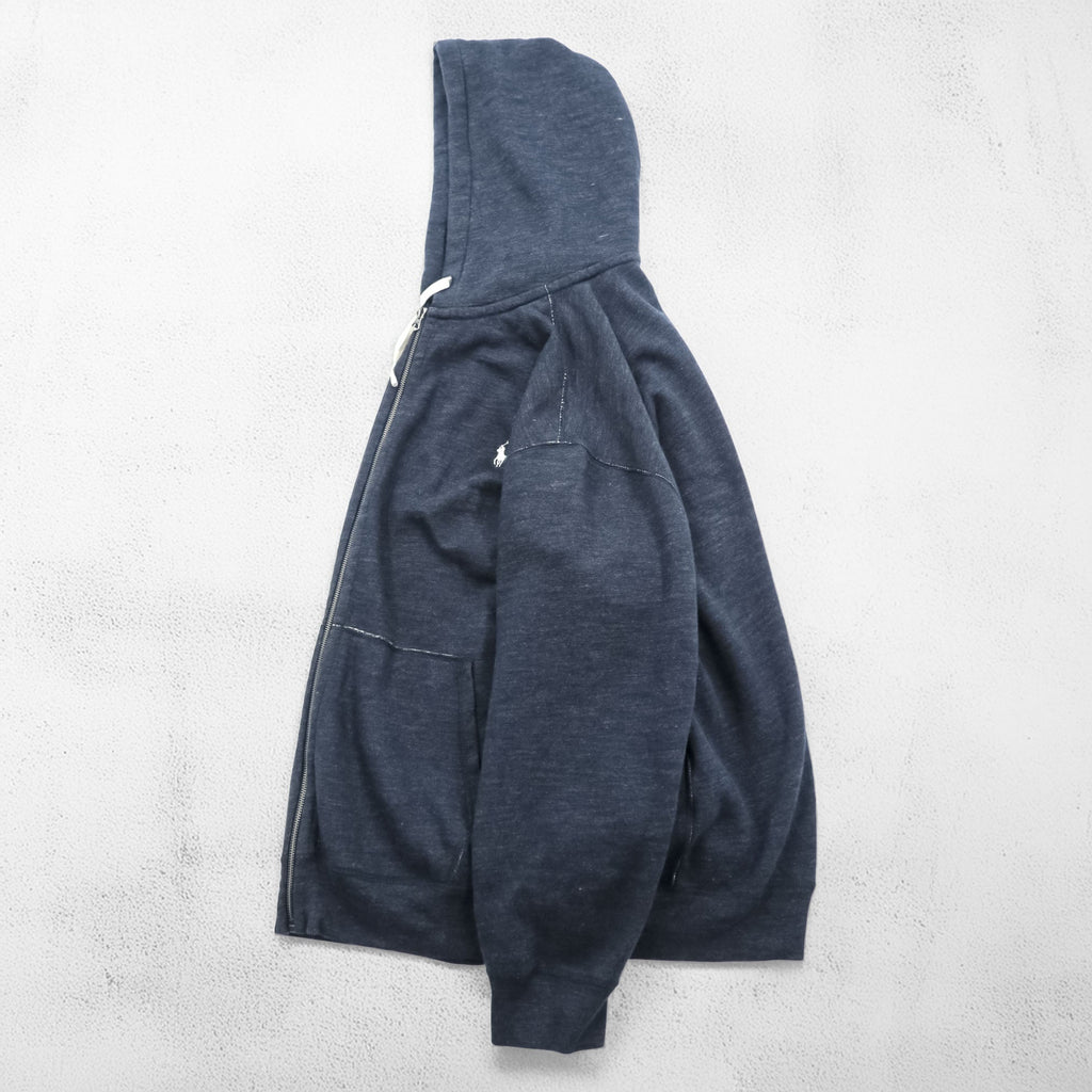 Polo Ralph Lauren Reverse Weave Zip Hoodie 3XL Grey Small Pony Embroidered Logo Big Size Front Pocket