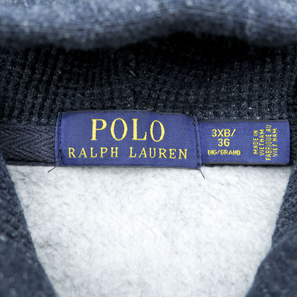 Polo Ralph Lauren Reverse Weave Zip Hoodie 3XL Grey Small Pony Embroidered Logo Big Size Front Pocket