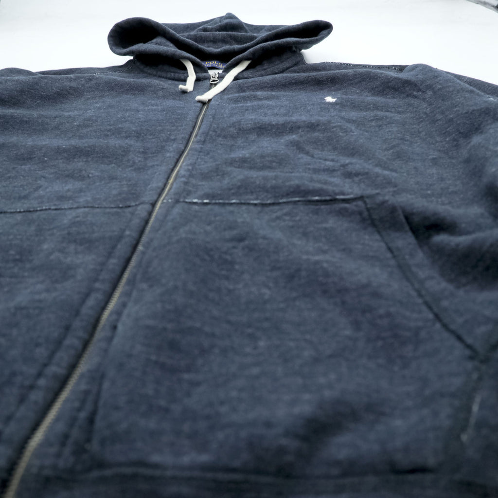 Polo Ralph Lauren Reverse Weave Zip Hoodie 3XL Grey Small Pony Embroidered Logo Big Size Front Pocket